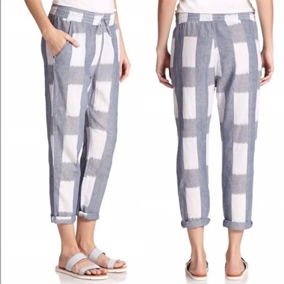 Current/Elliott Pants - Current/Elliott Blue and White Ankle Cropped Pants